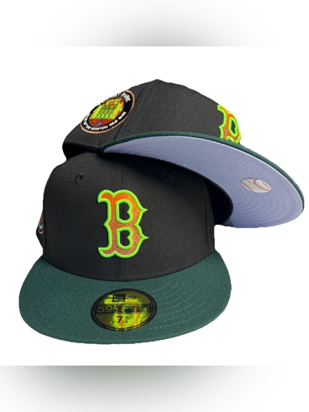 New Era 59FIFTY Black & Forest Green Boston B Logo Fitted Cap